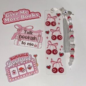 Cherries handcrafted bookmark 🍒🎱🎀
